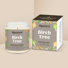 Load image into Gallery viewer, Birch Tree soy candle in a 9 oz glass jar with packaging box, from the Signature Collection by Angela Rose Studios.