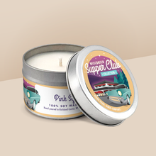 Load image into Gallery viewer, Pink Squirrel soy candle in a 4 oz travel tin, from the Wisconsin Supper Club Collection by Angela Rose Studios.