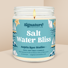 Load image into Gallery viewer, Salt Water Bliss soy candle in a 9 oz glass jar, from the Signature Collection by Angela Rose Studios.